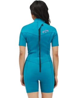 BILLABONG SYNERGY 2/2 SHORT SLEEVE BACK ZIP BLUE LAGOON -Quiksilver Surfing Store billabong synergy 2 2 backzip muta donna blue lagoon 1