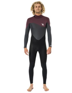 RIP CURL OMEGA 4/3 BACK ZIP WETSUIT MAROON