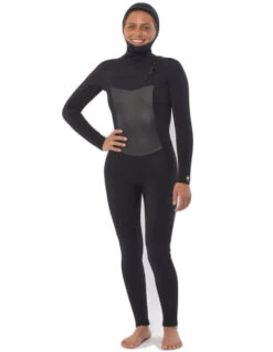 SISSTREVOLUTION SEVEN SEAS 5/4 HOODED CHEST FULL WETSUIT BLACK